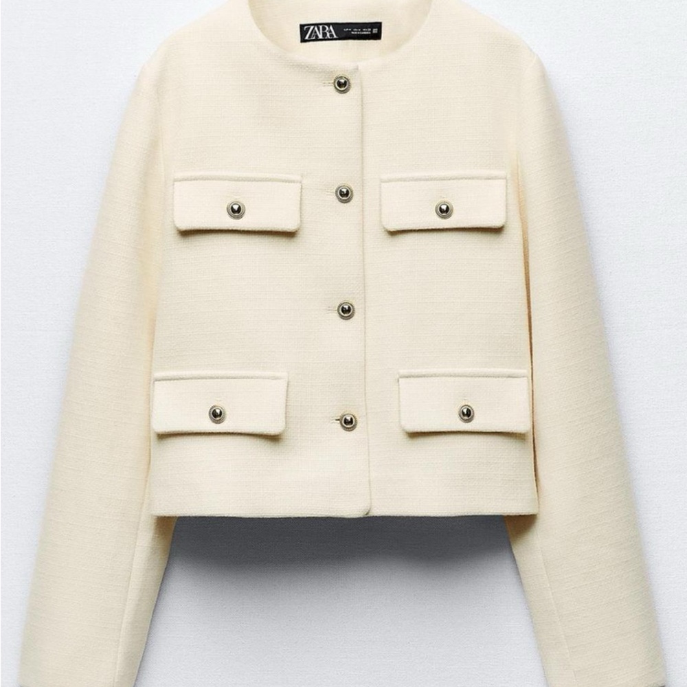 Zara NWT white jacket with gold buttons